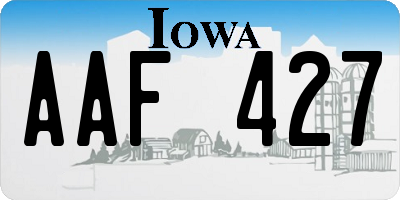 IA license plate AAF427