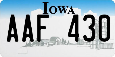 IA license plate AAF430