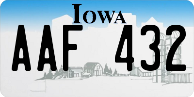 IA license plate AAF432