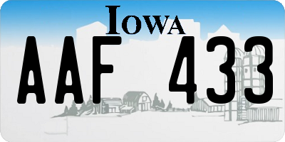 IA license plate AAF433