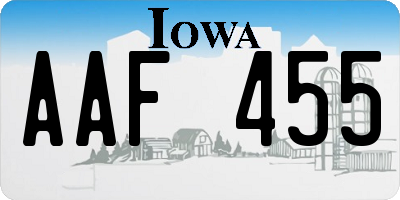 IA license plate AAF455