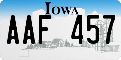 IA license plate AAF457