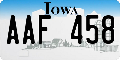 IA license plate AAF458