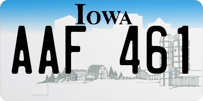 IA license plate AAF461