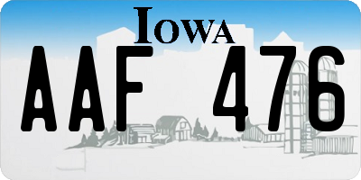 IA license plate AAF476