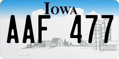 IA license plate AAF477