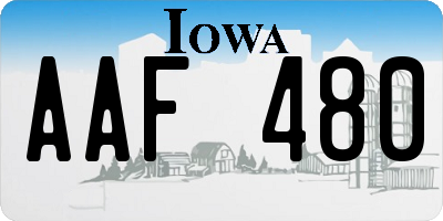 IA license plate AAF480