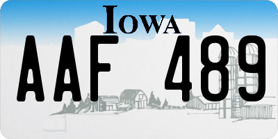 IA license plate AAF489