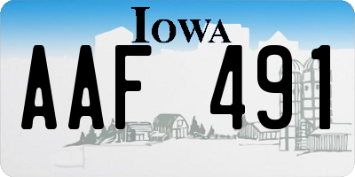 IA license plate AAF491