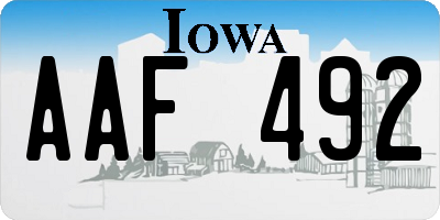 IA license plate AAF492