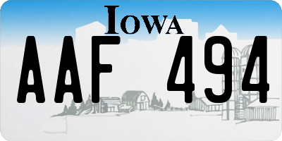 IA license plate AAF494