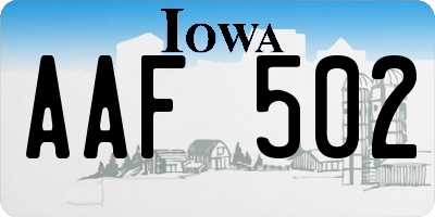 IA license plate AAF502