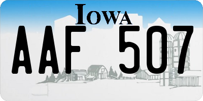 IA license plate AAF507