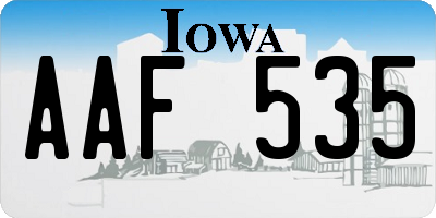 IA license plate AAF535