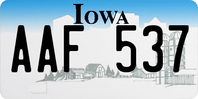 IA license plate AAF537