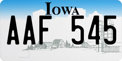 IA license plate AAF545