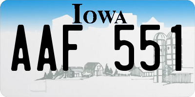 IA license plate AAF551