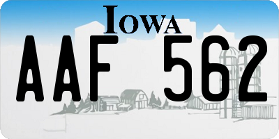 IA license plate AAF562