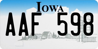 IA license plate AAF598