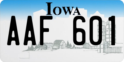 IA license plate AAF601