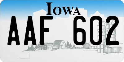 IA license plate AAF602