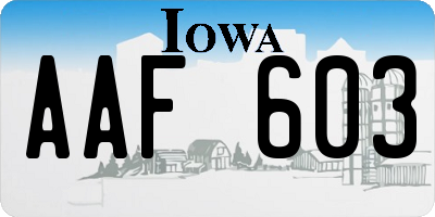 IA license plate AAF603