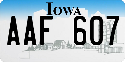 IA license plate AAF607