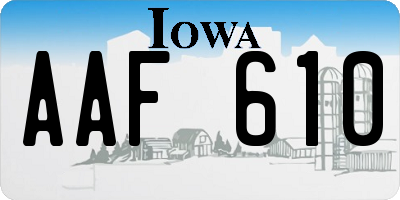 IA license plate AAF610