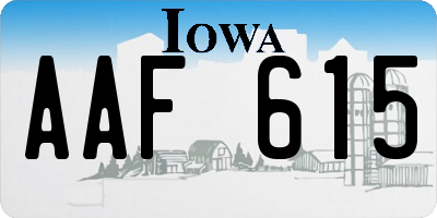 IA license plate AAF615