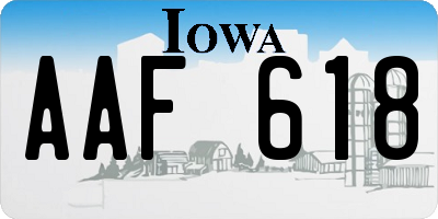 IA license plate AAF618