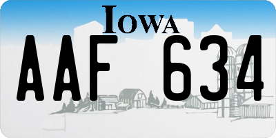 IA license plate AAF634