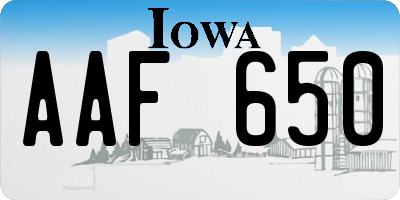 IA license plate AAF650