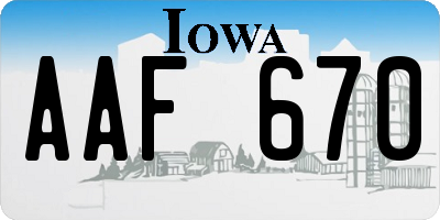 IA license plate AAF670