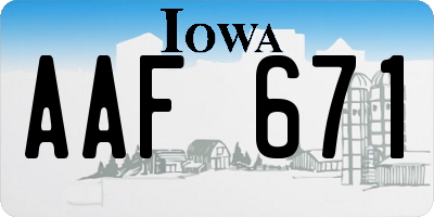 IA license plate AAF671