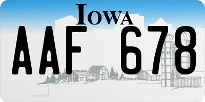 IA license plate AAF678