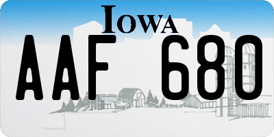 IA license plate AAF680