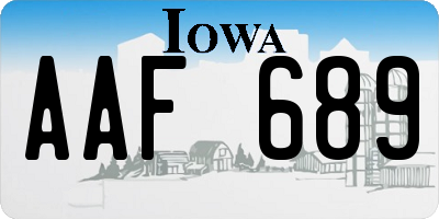 IA license plate AAF689
