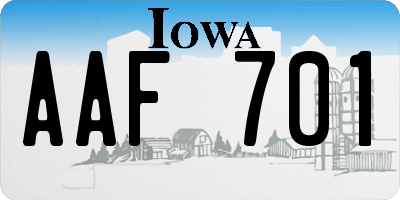 IA license plate AAF701