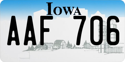 IA license plate AAF706