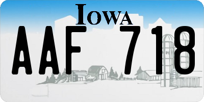 IA license plate AAF718