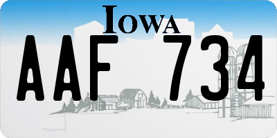 IA license plate AAF734