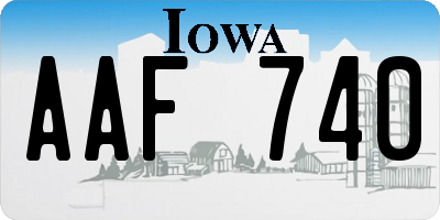 IA license plate AAF740