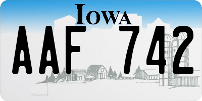 IA license plate AAF742