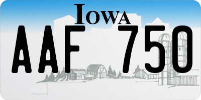 IA license plate AAF750