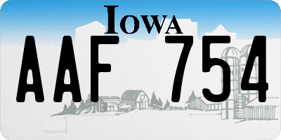 IA license plate AAF754