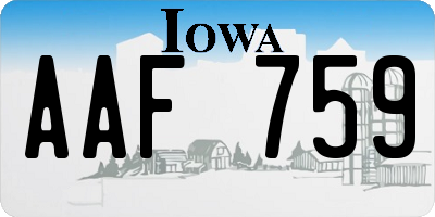 IA license plate AAF759