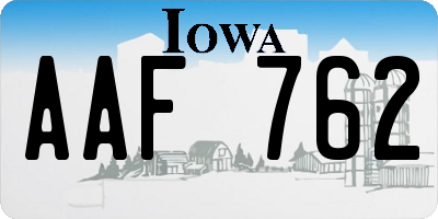 IA license plate AAF762