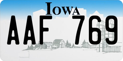 IA license plate AAF769