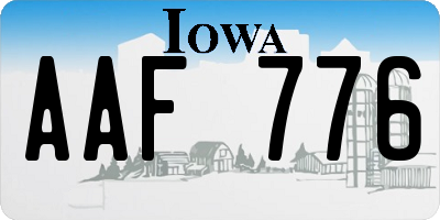 IA license plate AAF776