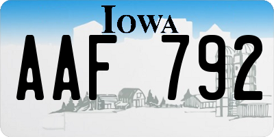 IA license plate AAF792